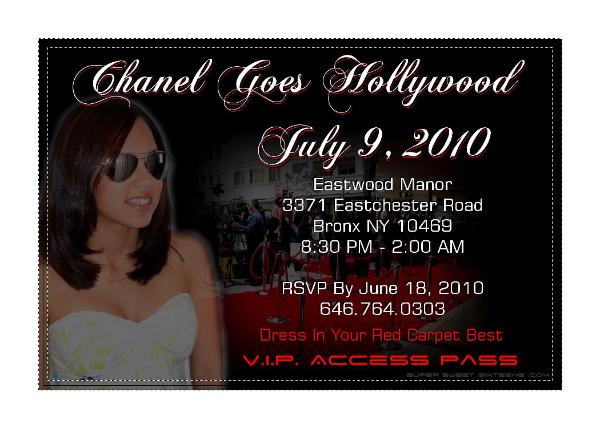 red carpet hollywood sweet 16 themes invitations