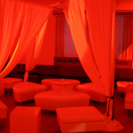 ottomans with drapes available in vip lounge furniture rental for sweet sixteen dj parties, bat mizvahs, and quinceaneras
