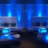 high-back sectional, ottomans, and light up cubes available in vip lounge furniture rental for sweet sixteen dj parties