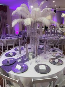 Feather crystal centerpiece long island nassau suffolk county NY NJ CT PA events